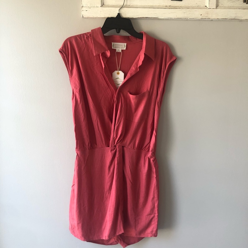 Loverichie Dusty Red Twist Illusion Romper in sz M